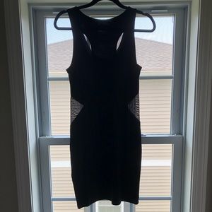 NWOT Religion black/mesh blocked mini dress